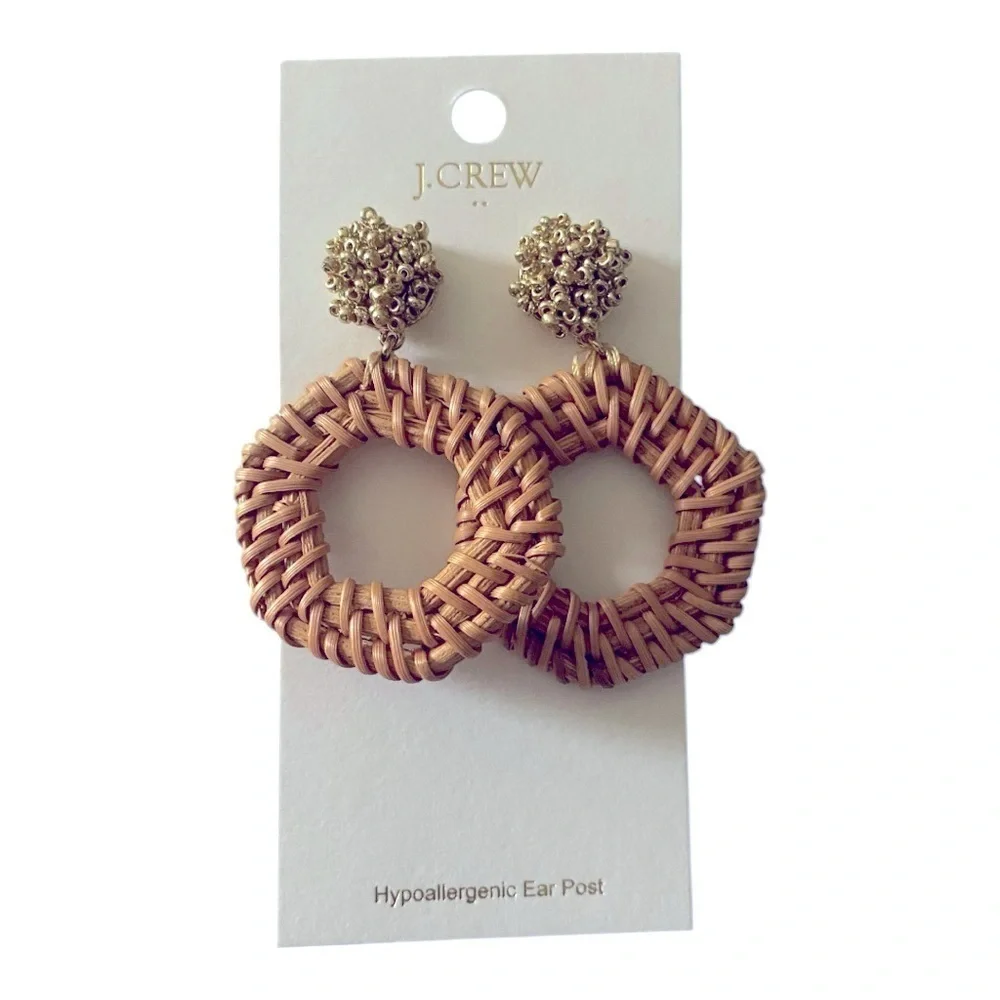 NWT-J. CREW-RATTAN BEAD EARRINGS